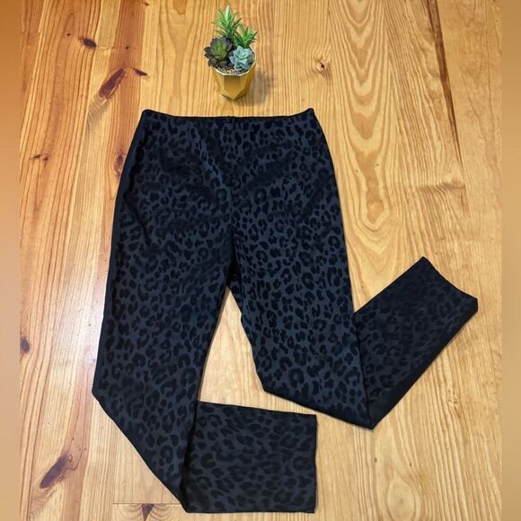 Veronica Beard Women's High Rise Cropped Ankle Pants Size 6 Leopard Print Black - Picture 1 of 10